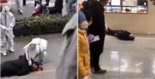 Rekaman video yang tengah viral di medsos memperlihatkan warga Kota Wuhan tiba-tiba tak sadarkan diri akibat mengidap virus Corona. Foto: int 