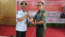 Kepala Staf Komando Distrik Militer (Kasdim) 0314/Inhil Mayor Inf Untung Kusmanto menghadiri acara serah terima jabatan sekaligus lepas sambut Kalapas Kelas llA Tembilahan (foto/Rgo)