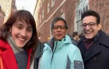 Rocky Gerung bertemu Tsamara dan suaminya saat berada di New York, AS. Foto: int  