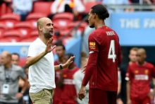 Guardiola dan Van Dijk yang kini masih dalam incaran Juventus. Foto: int 