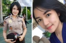 Senyuman manis Briptu Christina bertugas di Polda Sulteng (foto/int)