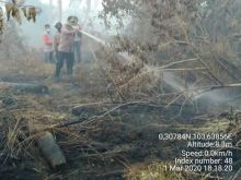 Kapolres Kabupaten Inhil, Indra Duaman Sihaan SIK terjun langsung ke lapangan memadamkan Karhutla (foto/int)