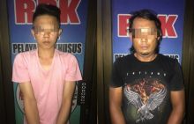 Jajaran tim Satres Narkoba Polres Bengkalis meringkus dua orang pelaku tindak pidana narkotika jenis sabu (foto/Hari)