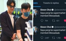Pengunjung supermarket kaget Siwon belanja mie instan sambil pakai kaca mata hitam (foto/int)