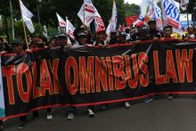 Buruh gelar demo tolak Omnimbus Law beberapa waktu lalu