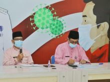 Gugus Tugas Penanganan Covid 19 Kabupaten Siak melaksanakan Konferensi Pers di Posko Gugus Tugas Mess Pemda, Jalan Raja Kecik Siak Sri Indrapura (foto/Lin)