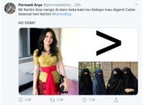 Postingan Abu Janda yang memancing reaksi dari netizen. Foto: int 