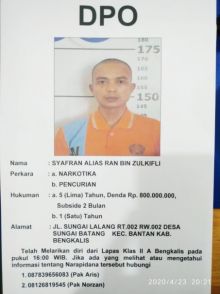 Foto salah satu napi kabur yang berhasil diamankan kembali oleh petugas. 