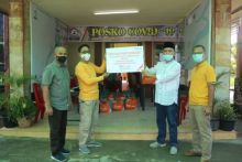 Bersama BNI Peduli Pramuka Inhil Bagikan Sembako (foto/Rgo)