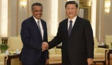 Presiden China Xi Jinping bersama Direktur Jenderal Organisasi Kesehatan Dunia atau WHO, Tedros Adhanom (net) 