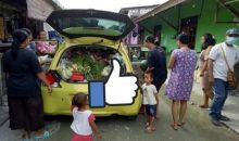 Honda Brio dijadikan sebagai tempat bawa sayur