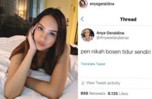 Anya Geraldine Bosan Tidur Sendiri, Netizen: Jiwa Menafkahiku Meronta-ronta (foto/int)