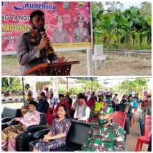 FOTO: Kapolres Bengkalis AKBP Hendra Gunawan saat peresmian jaga kampung kita di Desa Wonosari