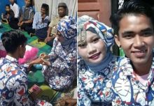 Bukan Hamburkan Uang Untuk Gaun Mewah, Pasangan Ini Cuma Lamaran Pakai Baju Doraemon (foto/int)