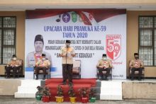 Masih Terapkan Protokol Kesehatan Covid-19, Bupati Alfedri Pimpin Upacara Hari Pramuka ke 59 (foto/ist)