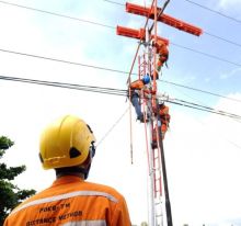 Petugas PLN melakukan perbaikan jaringan