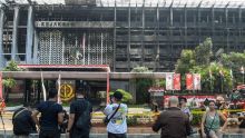 Gedung Kejaksaan Agung RI yang hangus dilalap si jago merah. Foto: int 