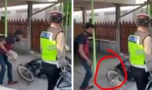 Viral Pria Ini Lempar Batu Hancurkan Motor, Polisi Cuma Diam dan Tetap Menilang (foto/int)