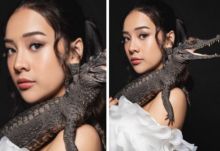 Anya Geraldine Santai Biarkan Buaya Nangkring di Pundaknya, Netizen Langsung Respon Begini (foto/int)