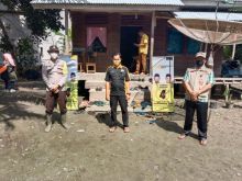Personil Polsek saat mengecek  persiapan kampanye