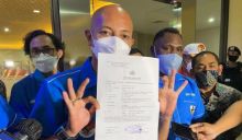 Ketua Bidang Hukum DPP KNPI Medi Lubis usai membuat laporan di Bareskrim Polri. Foto: int/rmol 