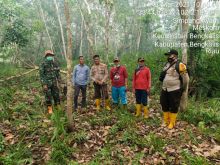 Petugas tim satgas gabungan saat akan melakukan pemadaman api