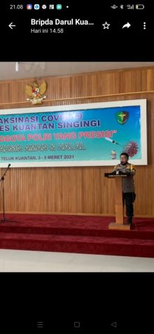 Dukung Program Vaksinasi, 580 Personel Polres Kuansing Disuntik Vaksin Covid-19 (foto/zar) 
