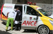 Penampakan ambulas berlogo Pemko Padang di Palestina. Foto: WhatsApp