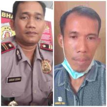 Kapolsek Batang Cenaku Iptu Januar E Sitompul SH dan Abu Sanar, korban pengeroyokan