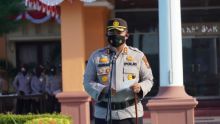 AKBP Gunar Pimpin Upacara Laporan Kenaikan Pangkat 56 Orang Personel Polres Siak (foto/lin) 