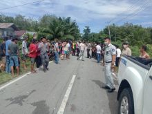Kecelakaan yang menewaskan pasangan suami istri di Jalan Lebay Wahid Desa Bantan Tua, Kabupaten Bengkalis. (Foto: Istimewa)