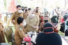 Bupati Bengkalis saat meninjau pelaksanaan vaksinasi di Mandau