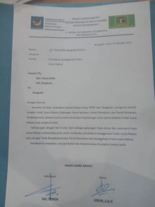 Surat pisah antara fraksi Nasdem dan Demokrat dalam fraksi suara rakyat