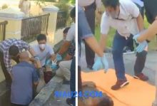 Korban saat dievakuasi pihak kepolisian polres Bengkalis