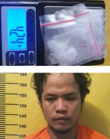 Tersangka IN dan barang bukti