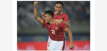 Selebrasi Rachmat Irianto setelah mencetak gol kedua untuk Indoensia./ Screeshoot/ PSSI