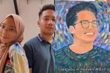 Zara anak Ridwan Kamil membuat sendiri lukisan wajah Eril(kolase foto instagram)