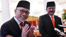 Potret Zulkifli Hasan dan Hadi Tjahjanto saat reshuffle Kabinet  Maju/tribunnews.com