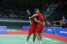 Apriyani dan Fadia pada pertandingan perempat final Masters Indonesia 2022, dimana keduanya saling menguatkan satu sama lainnya/net