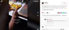 Foto tangkapan layar dari akun Tiktok japdeni soal pedagang Pisang Gepuk yang kena tipu 