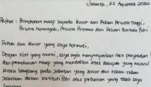 Isi surat pembuka permintaan maaf yang ditulis langsung oleh Ferdy Sambo /Suara.com