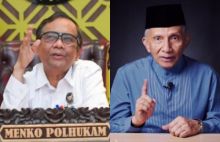 Mahfud MD (kiri) dan Amien Rais (kanan) saling koreksi perihal kasus KM 50