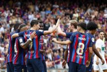 Robert Lewandoski and dkk Rayakan Kemenangan atas Elche 3-0 di La Liga Spanyol (Photo: AP)