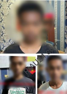 Para pelaku saat diamankan Satreskrim Polres Bengkalis