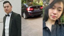 Chandra Liow (Kiri), Potret Mobil Chandra Liow yang platnya tanggal lantaran saking kencangnya membawa mobil hingga dapat membahayakan nyawa mantan kekasihnya, Inayma (Kanan) yang tengah sock (Foto: Twitter)