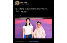 Unggahan di Twitter penghinaan ibu negara. Sumber: Twitter