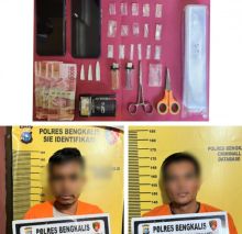 Dua tersangka dan barang bukti sabu