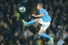 Potret Kevin De Bruyne di Laga Kontra Man City vs Liverpool. (Bola.net/Foto)
