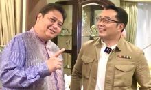 Ketum Golkar Airlangga Hartarto dan Ridwan Kamil. Sumber: Lahat Pos