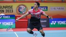 Potret Jonnatan Christie di India Open 2023. (CNN Indonesia/Foto)
